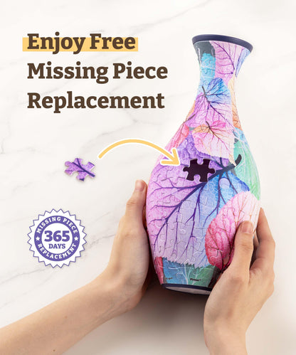 Pintoo 3D Puzzle Vase Unique Flower Vase Made By 160 Curved Plastic Puzzle Pieces House Warming Gift for Flower Arrangements and Home Decoration - [S1035] (Translucent, Flowers and Birds)