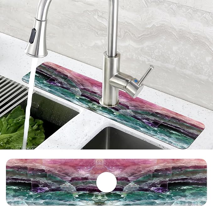 Green Purple Fluorite Dish Drying Mat