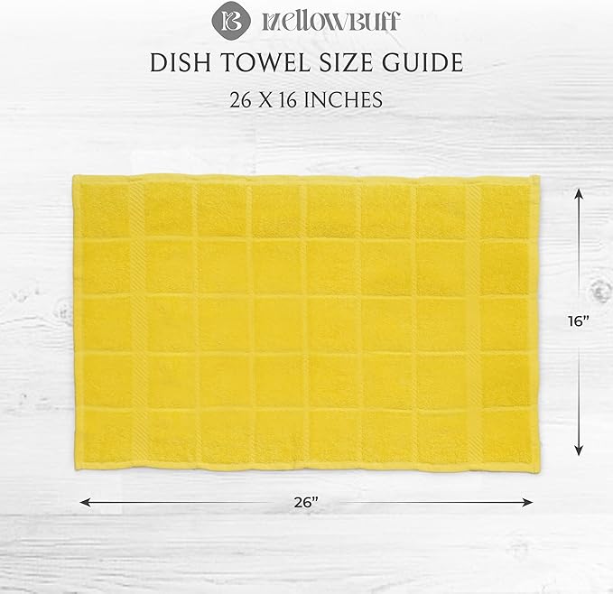 100% Cotton Terry Dish Towels, 4 Pack Plain, 16 x26 Inches, Super Soft and