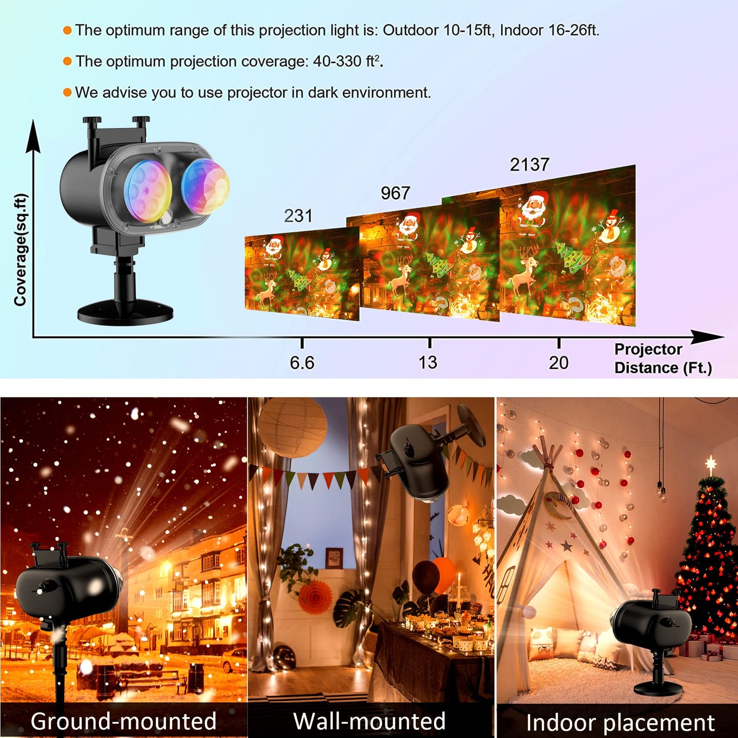 Halloween Decorations Projector Lights,Outdoor Christmas Holiday Projector with Remote Control Timer, 26 HD Effects (3D Ocean Wave & Patterns) Waterproof Landscape for Halloween Party Decorations