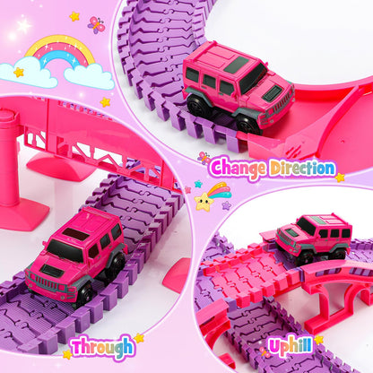 Tragik Track Toys for 3-6 Year Olds, Princess Construction Toys for 3-6 Year Old Girls - Race Tracks & Cars Gift Set