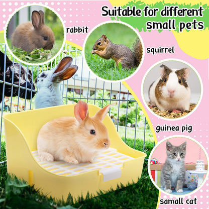 Reallnaive 15 Pcs Rabbit Starter Kit Small Rabbit Litter Box Girls Gift Animal Grooming Kit Bunny Toys Bowl Blankets with Cleaning Set for Guinea Pig Accessories(Blue)