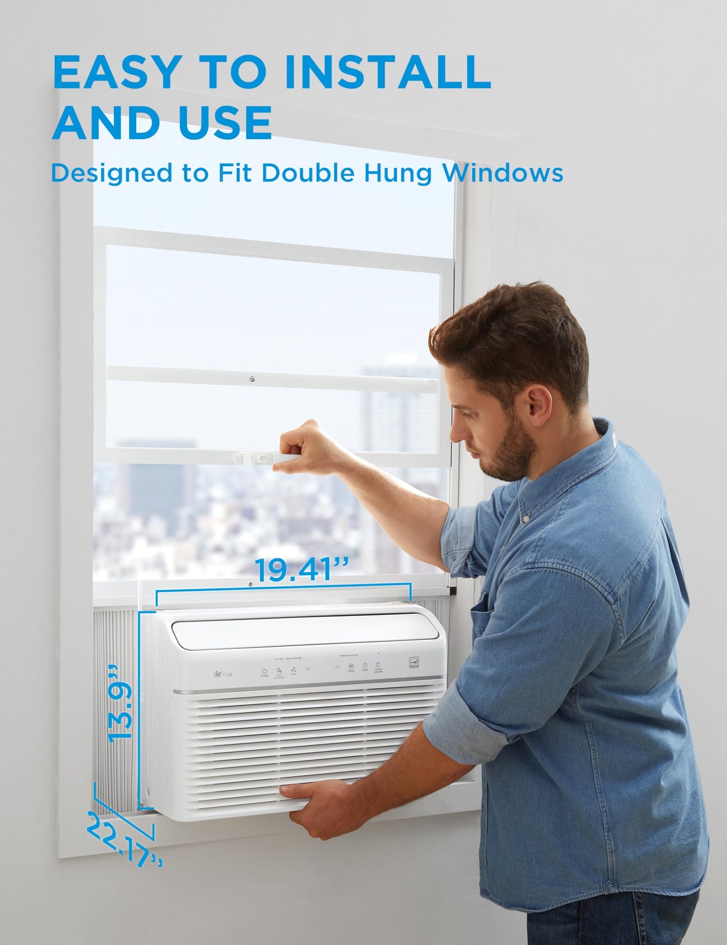 Midea 8,000 BTU Smart Inverter Air Conditioner Window Unit with Heat and Dehumidifier – Cools up to 350 Sq. Ft., Energy Star Rated, Quiet Operation, Electronic Controls, Remote Control, White