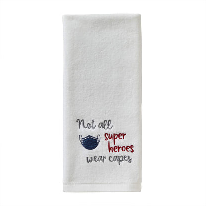 SKL Home Not All Heroes Hand Towel (2-Pack), White 2 Count