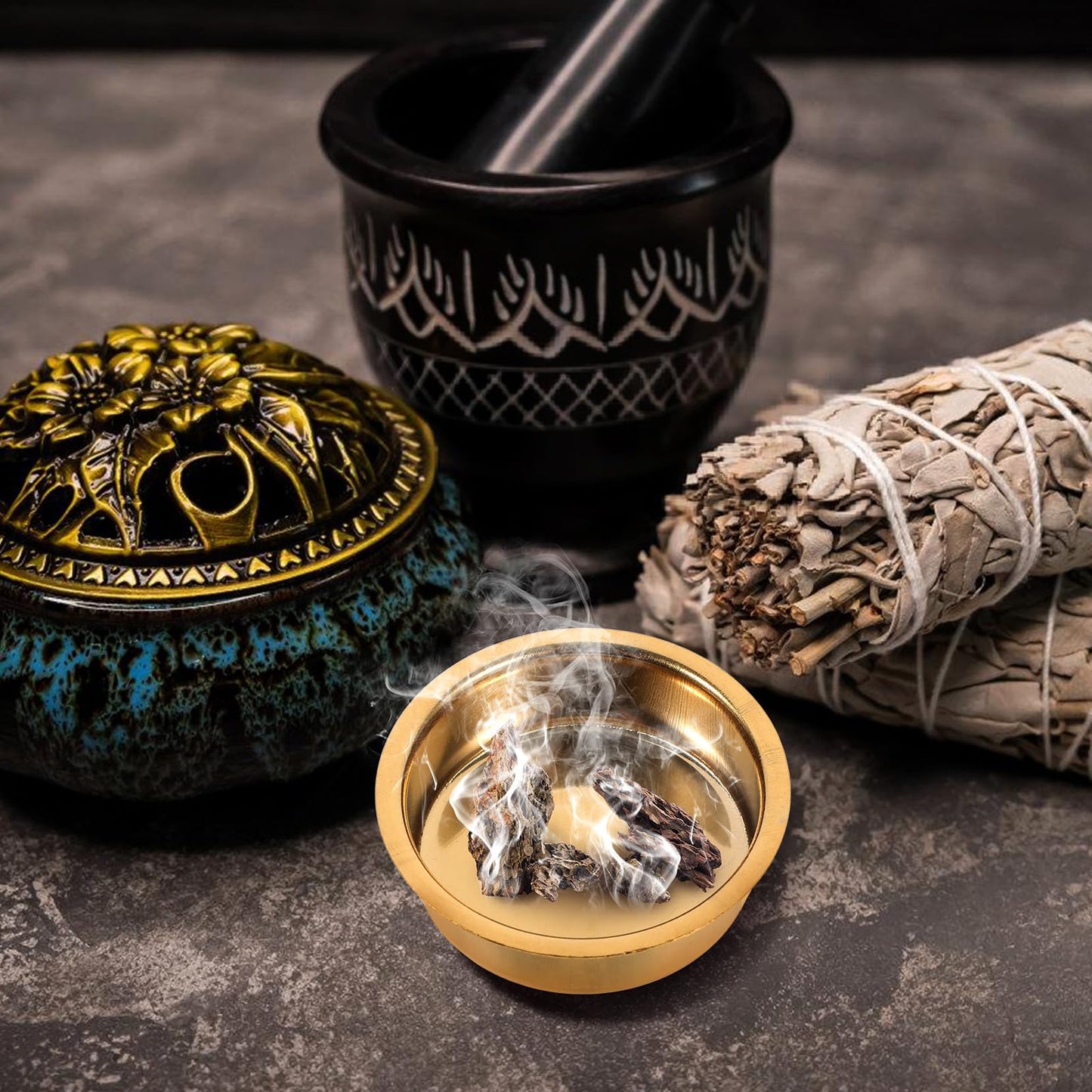 VOSAREA 6pcs Metal Incense Cone Burners Tea Light Tins Cups Tealight Holders Brass Incense Burner Plate Holder Empty Scented Candle Cup DIY Candle Holders for Party Wedding Table Decoration