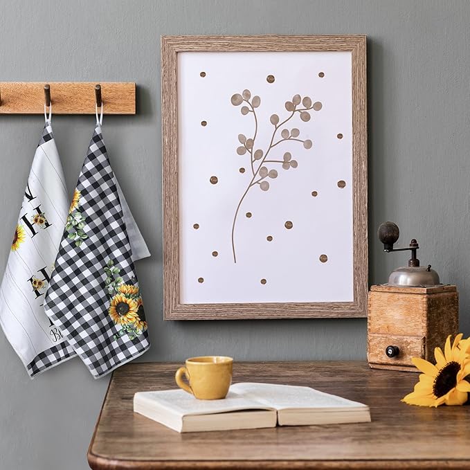 Bencailor 4 Pcs Sunflower Kitchen Towels Summer Black and White Tea Towels