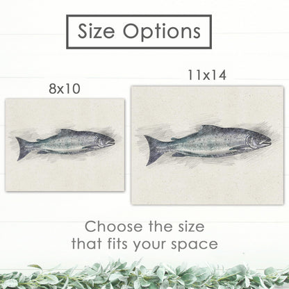 DREAM BIG PRINTABLES Fish Sketches Art Prints (Set of 6) - Unframed - 8x10 | Fishing Wall Decor for Fisherman