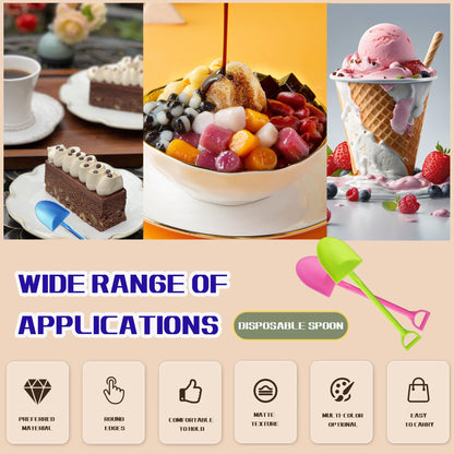 OaaXbbECco Novelty Mini Shovel Shape Spoons Cute Disposable Plastic Dessert Spoons
