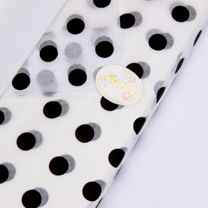 MR FIVE 60 Sheets 20" X 28" White and Black Tissue Paper Bulk,4 Styles Black Tissues Paper for Gift Wrapping,Gift Bags,Birthday,Star Stripes Polka Dots Pattern