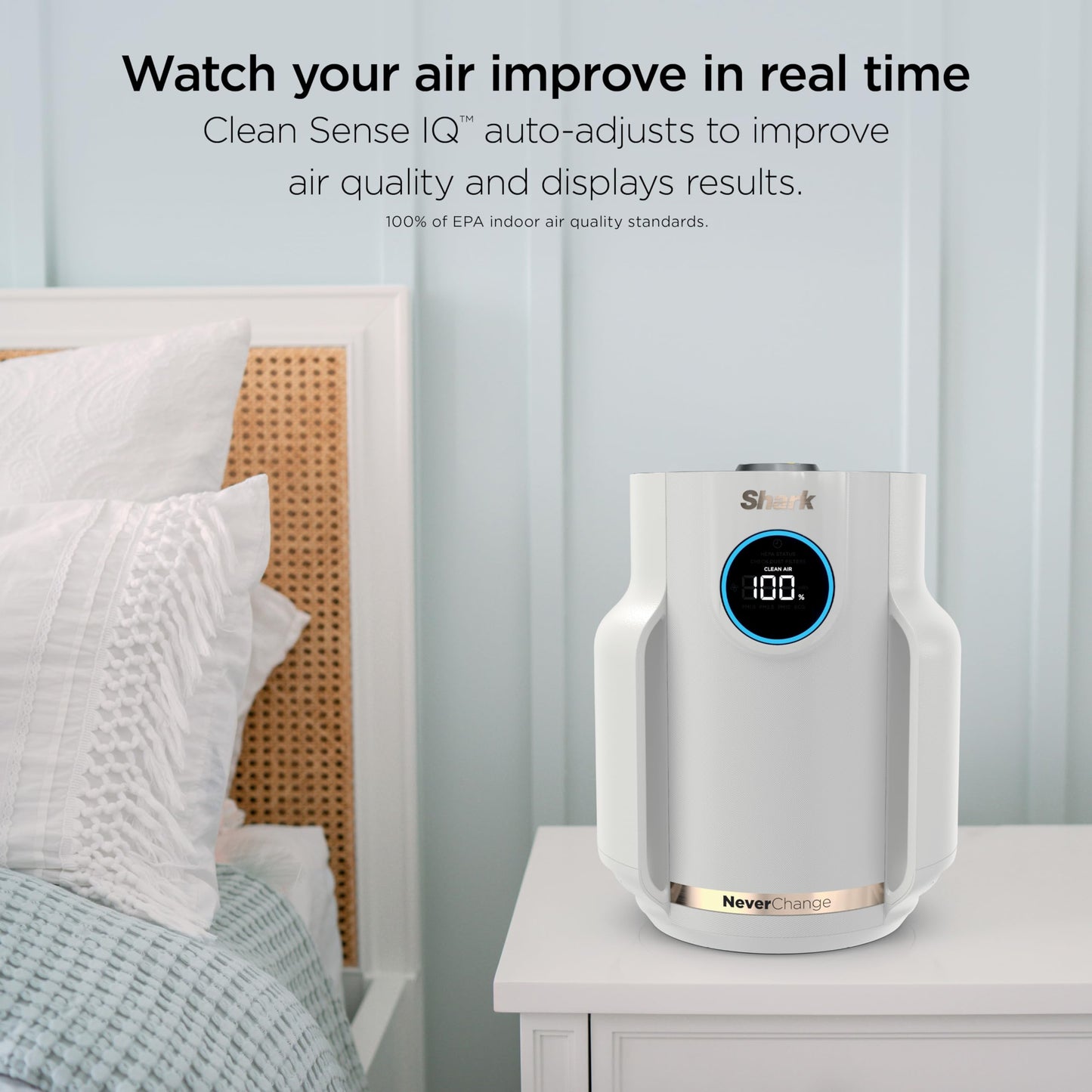Shark NeverChange Air Purifier Compact Pro, Long-Lasting HEPA-Exceeding Filtration, For Pet Dander, Dust, Smoke, Allergens, Up to 250 sq. ft., Odor Neutralizer, Bedroom, Nursery, Dorm, HP072 (2025)