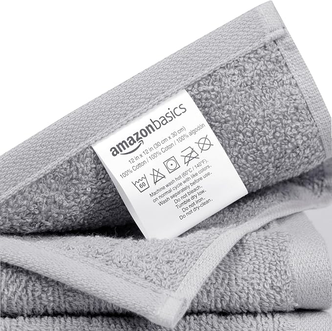 Amazon Basics Fast Drying Cotton Washcloths