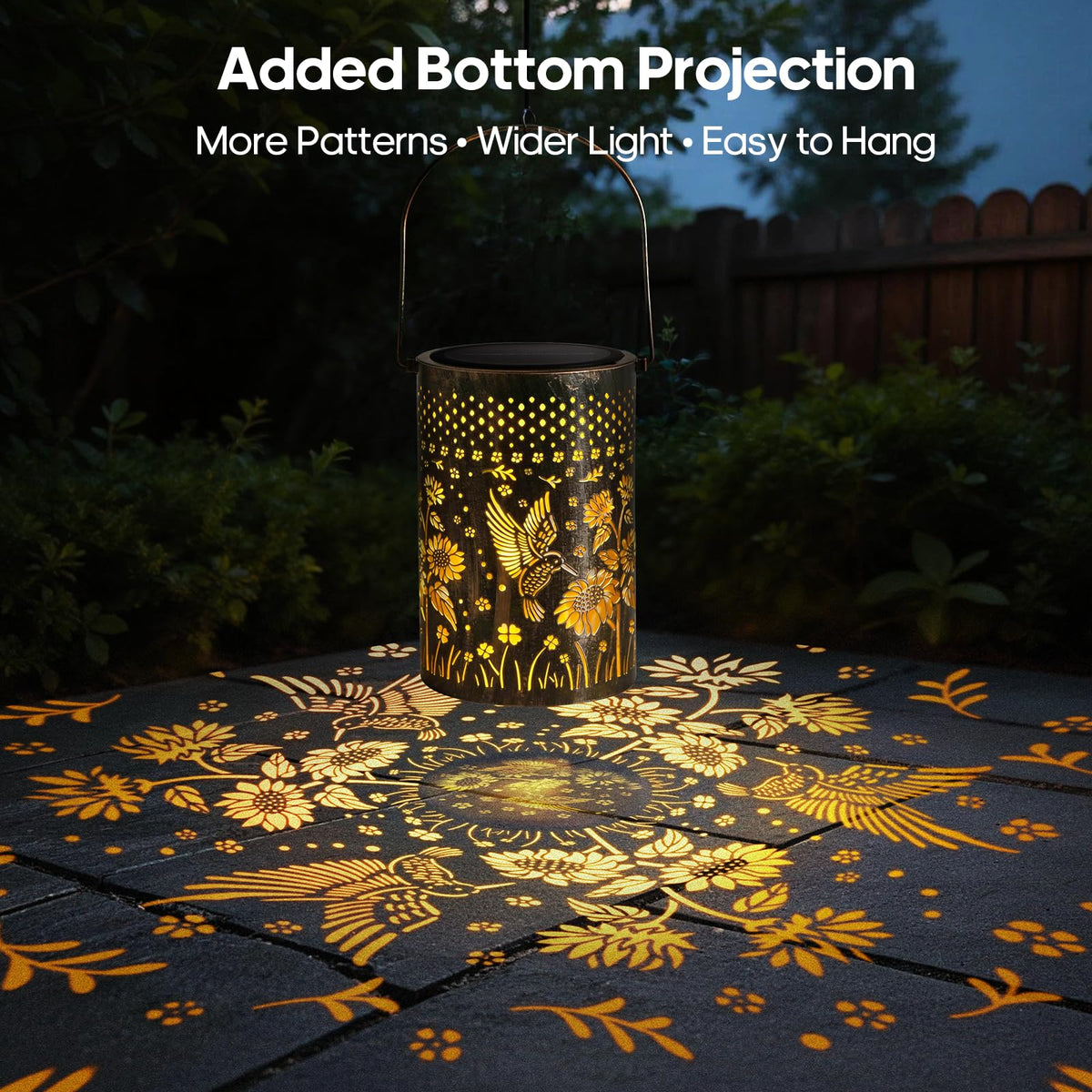 Solar Lanterns Outdoor Waterproof Christmas Gifts Hummingbird Sunflower Garden Decor, Best Gifts for Mom Women Grandmom, Hanging Metal Lantern Lights for Patio, Pathway, Yard, Landscape, Lawn