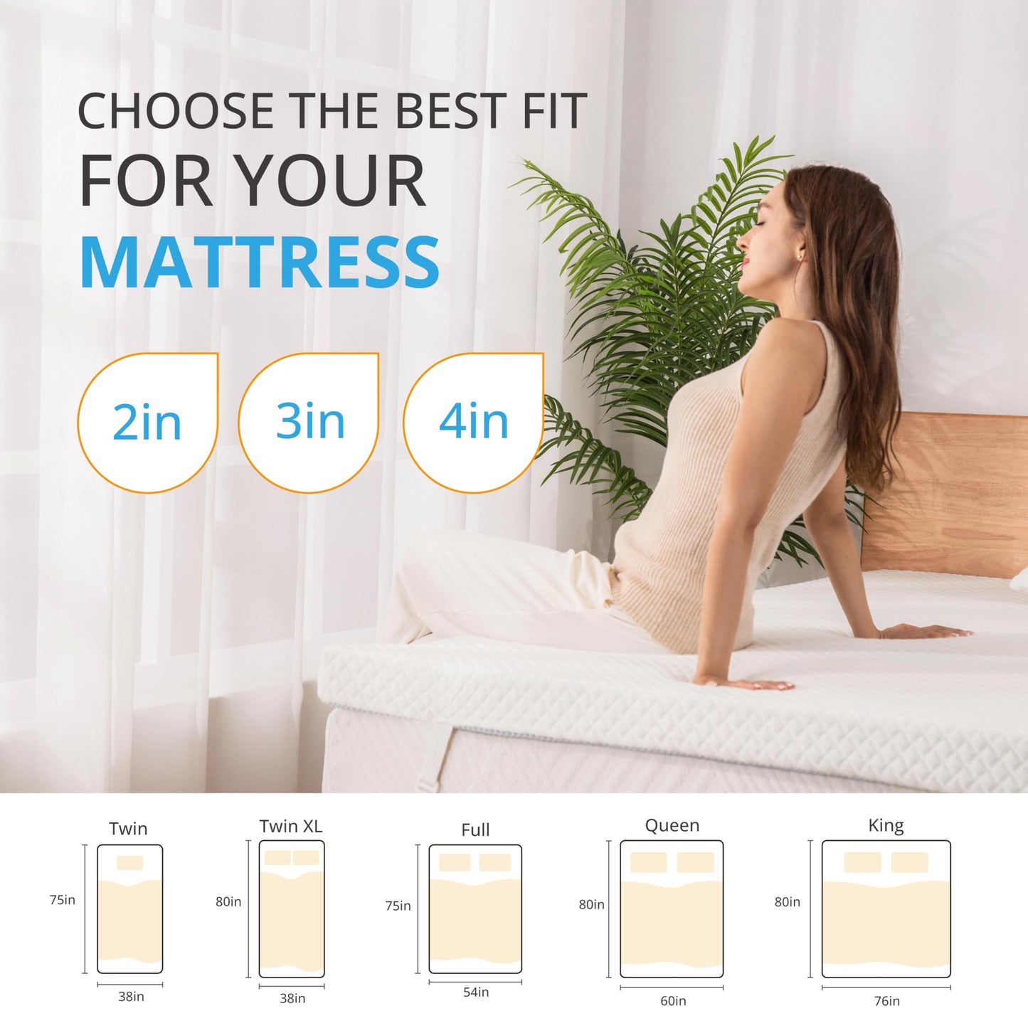 EGO Gel Memory Foam Mattress Topper, 3 Inch Queen with Removable Breathable Soft Cover, Cooling Bed Topper for Comfort Body Support & Pressure Relief, CertiPUR-US Certified