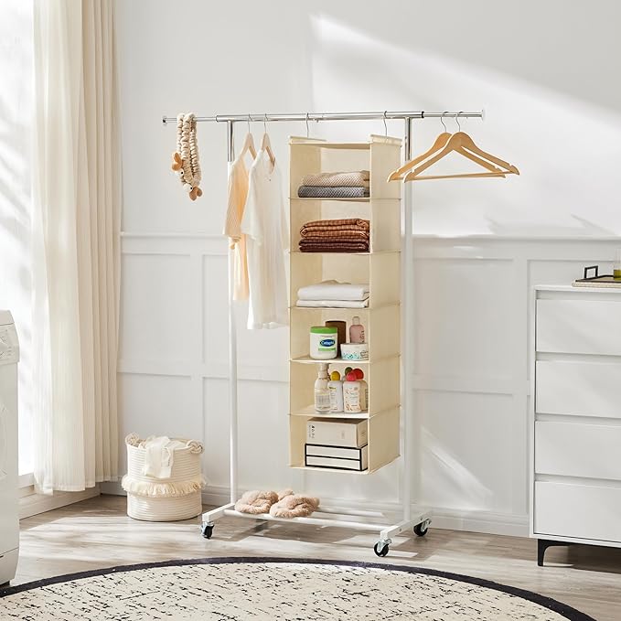 MAX Houser 6 Tier Shelf Hanging Closet Organizer, Closet Hanging Shelf