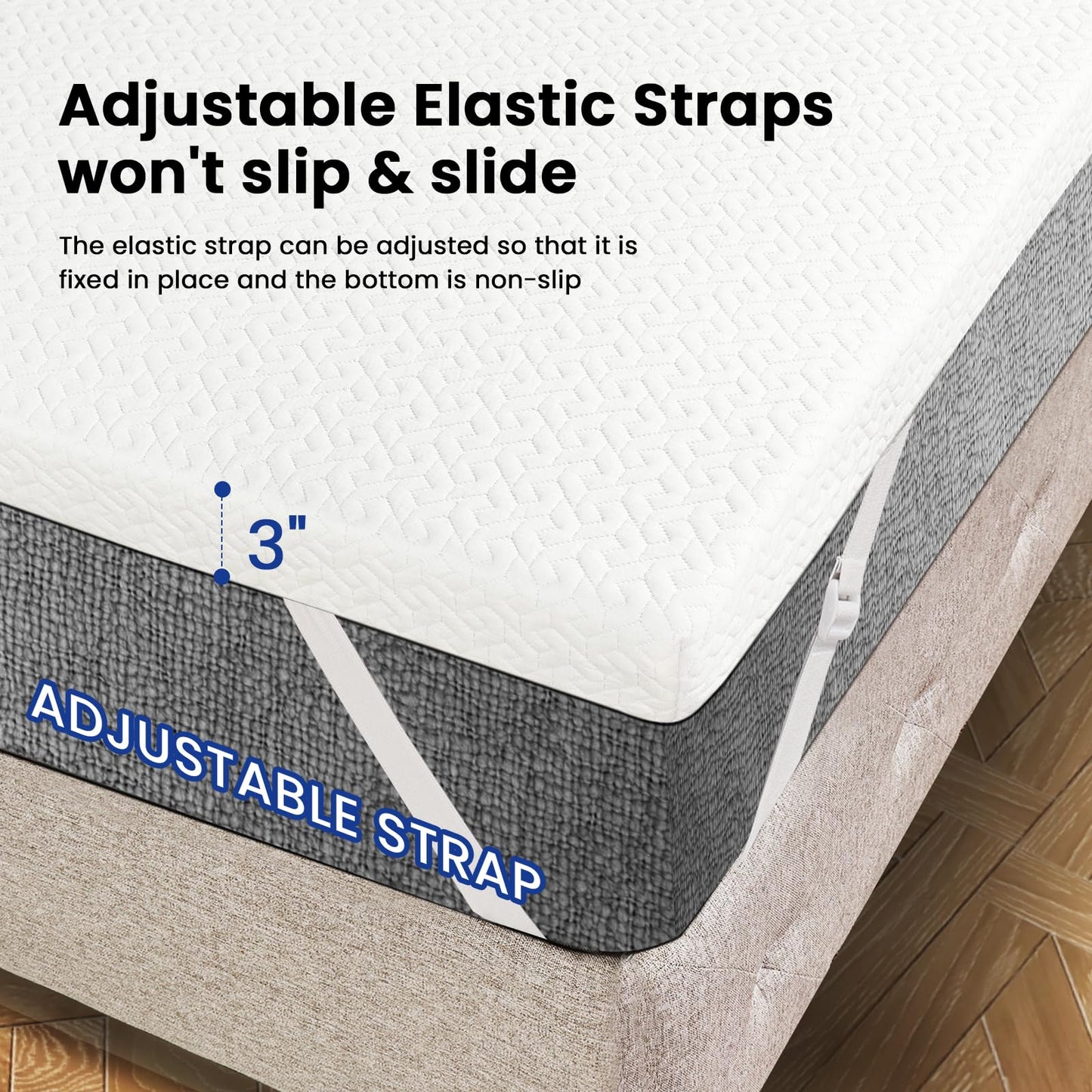 Czpalo 3 Inch Gel Memory Foam Mattress Topper Queen, Cooling Mattress Topper with Removable & Washable Bamboo Cover, CertiPUR-US Certified