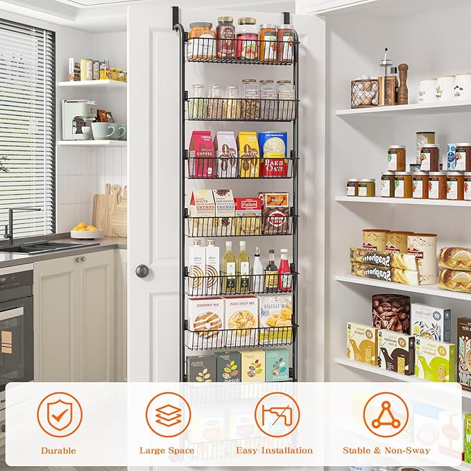 MIAOLI Over the Door Pantry Organizers and Storage, 8-Tier Spice Rack, Home &