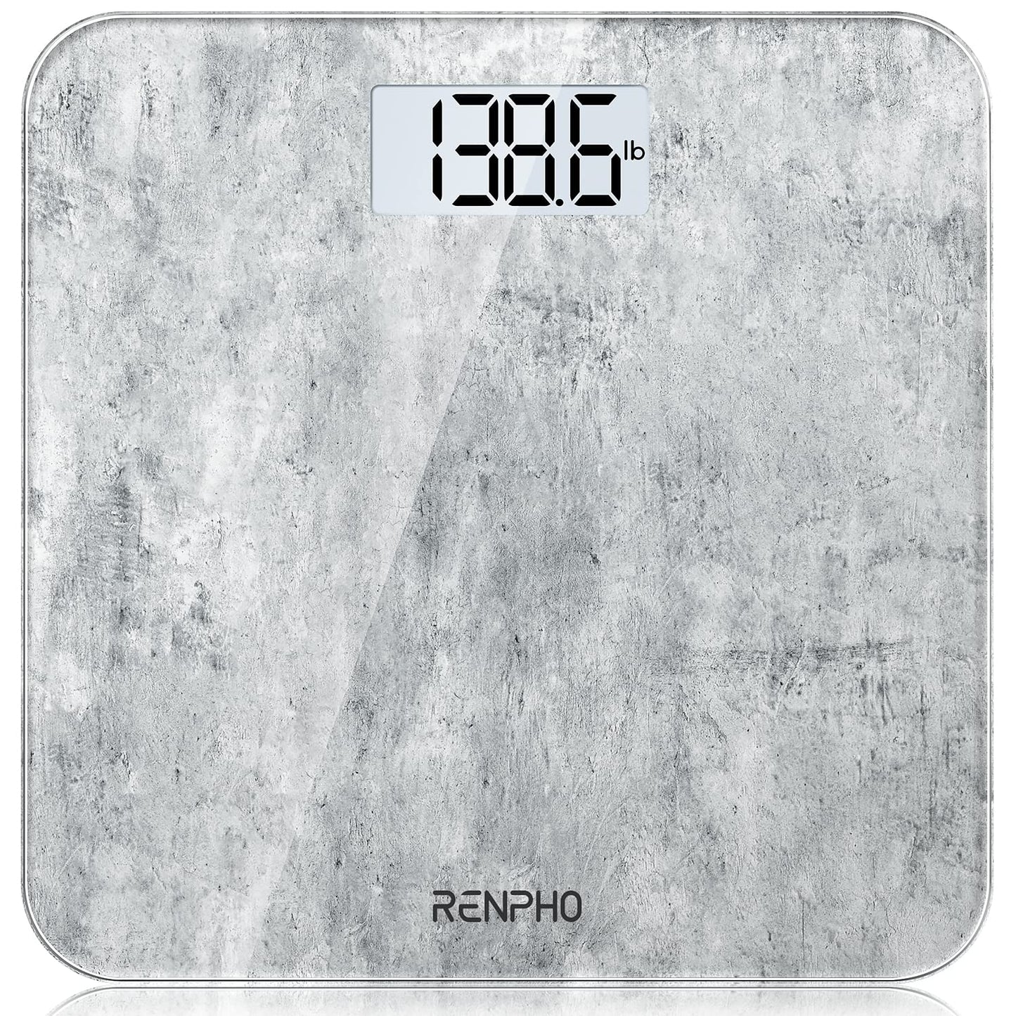 RENPHO Digital Bathroom Scales for Body Weight, Weighing Scale with High Precision Sensors Accurate, Bathroom Scales Weight Machine for People, LED Display, Step-On (ST/LB/KG), Concrete, Core 1S