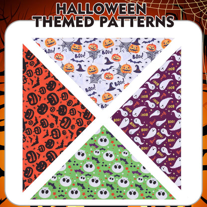EXPAWLORER Halloween Dog Bandanas - 4 Pack Reversible Holiday Dog Bandanas Costume Boy and Girl, Soft Triangle Scarfs Bibs, Festival Pet Bandanas Outfit Gift for Puppies Small Medium Large Dogs, XL