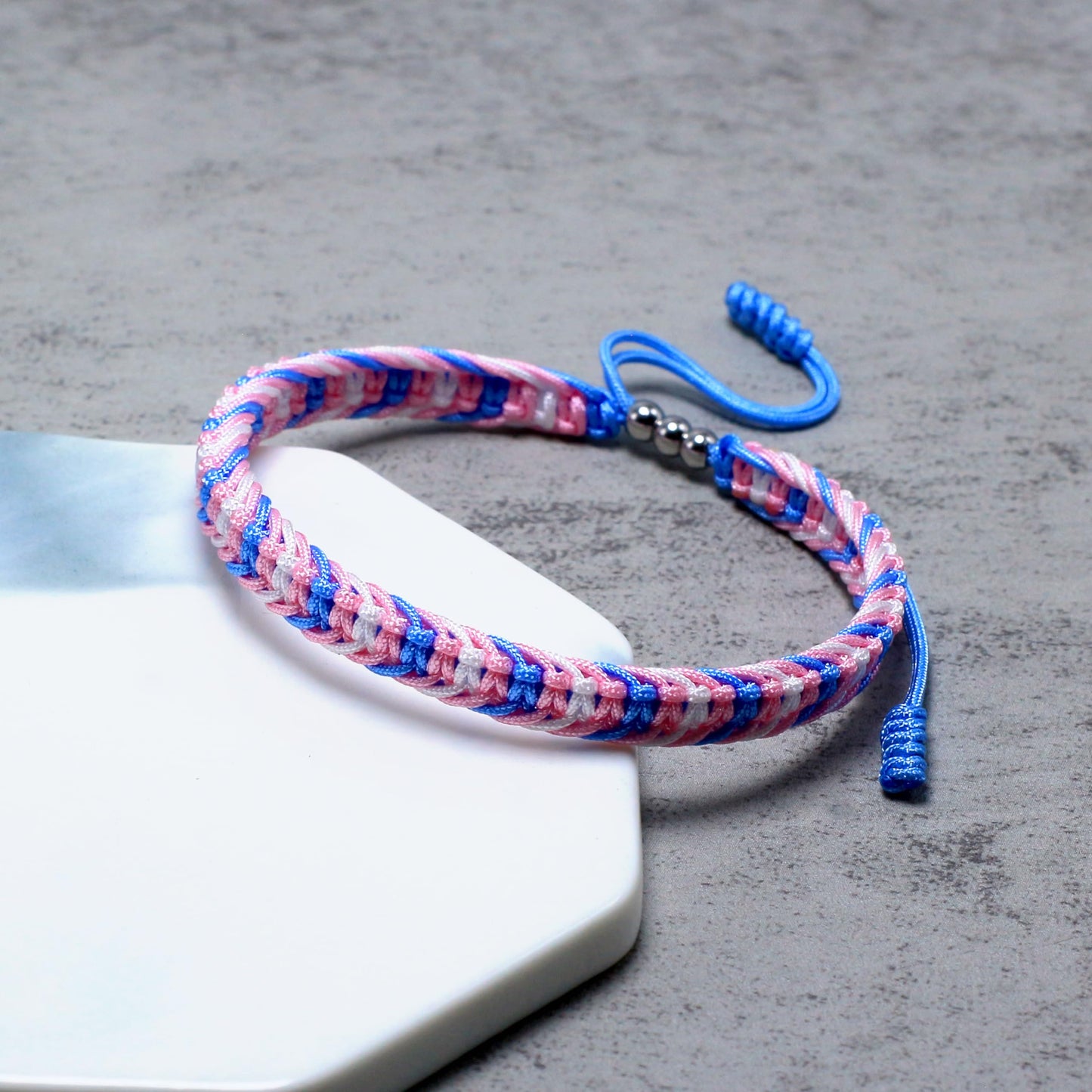 LAMIBEE Transgender Pride Bracelet, Trans Flag, LGBTQA+ Proud Love Tibetan Wrist Wrap, Surfer String Bracelet, Amulet and Boho Rope Bangles for Women Men Him Her (Transgender)
