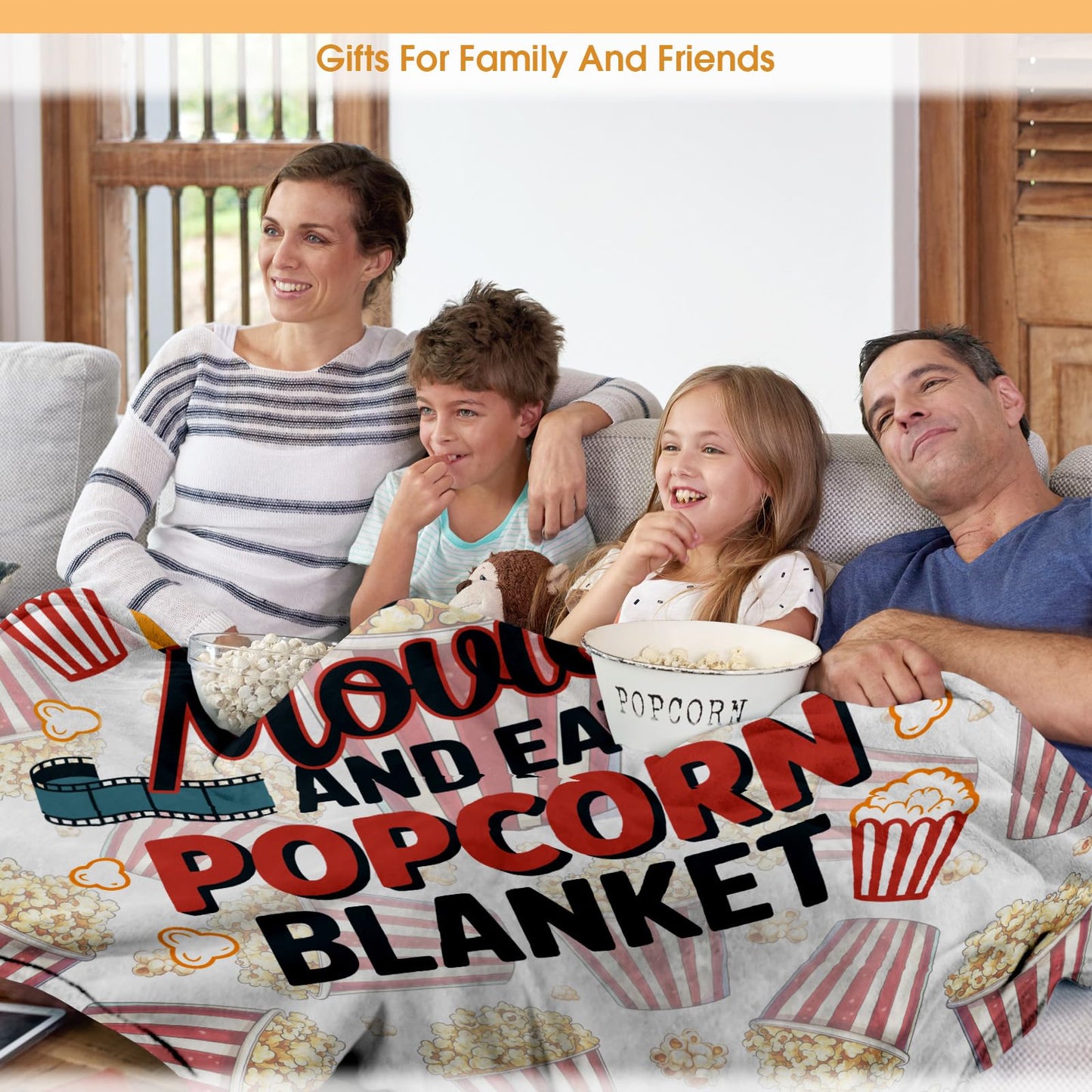 Hohoto Movies Popcorn Throw Blanket Gifts for Adult Kids, Movie Theater Cinema Home Room Decor for Women Men,Blanket for Bed Sofa Couch 50"x60"