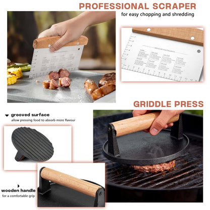 Griddle Accessories Kit, HaSteeL 20Pcs Flat Top Grill Accessories for Camping, Professional Griddle Spatula Grill Tools Set with Melting Dome for Teppanyaki BBQ Outdoor, Perfect Grilling Gifts