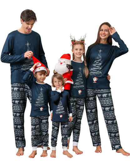 Rnxrbb 2025 Matching Family Christmas Pajamas Holiday Family Christmas Pjs Set Sleepwear Xmas Jammies Men Women Kids Couples,Navy Xmas Fireworks-K-2T