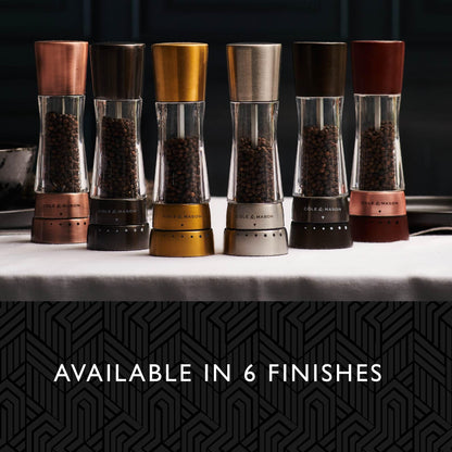 Cole & Mason Derwent Salt and Pepper Mills, Adjustable Grind Settings, Gourmet Precision+, Stainless Steel/Acrylic, 190 mm, Gift Set, Includes 2 x Salt and Pepper Grinders
