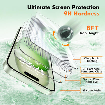 UNBREAKcable Shatterproof Tempered Glass Screen Protector for iPhone SE 2022/SE 2020, iPhone 8/7 [3-Pack] [99.99% HD Clear] [Easy Installation Frame] [9H Hardness][Bubble Free] for Apple 4.7''