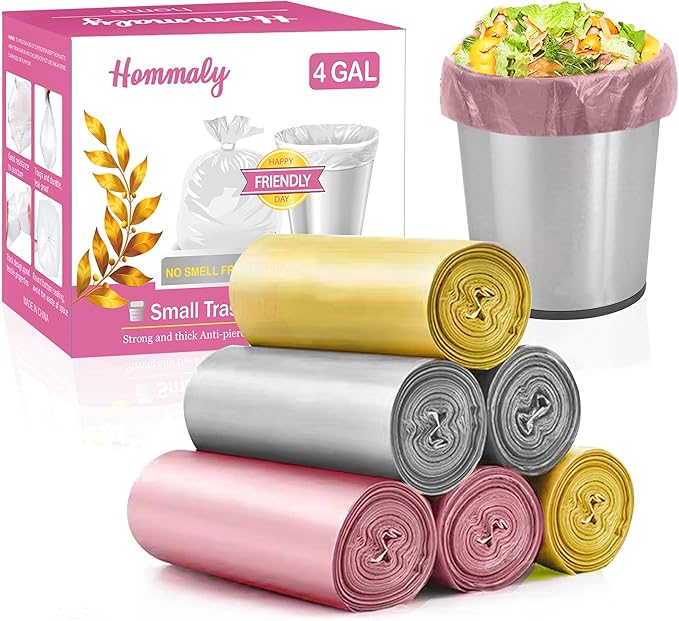 4 Gallon 180pcs Small Multi Trash Bags Strong Garbage Bags, Plastic Bags