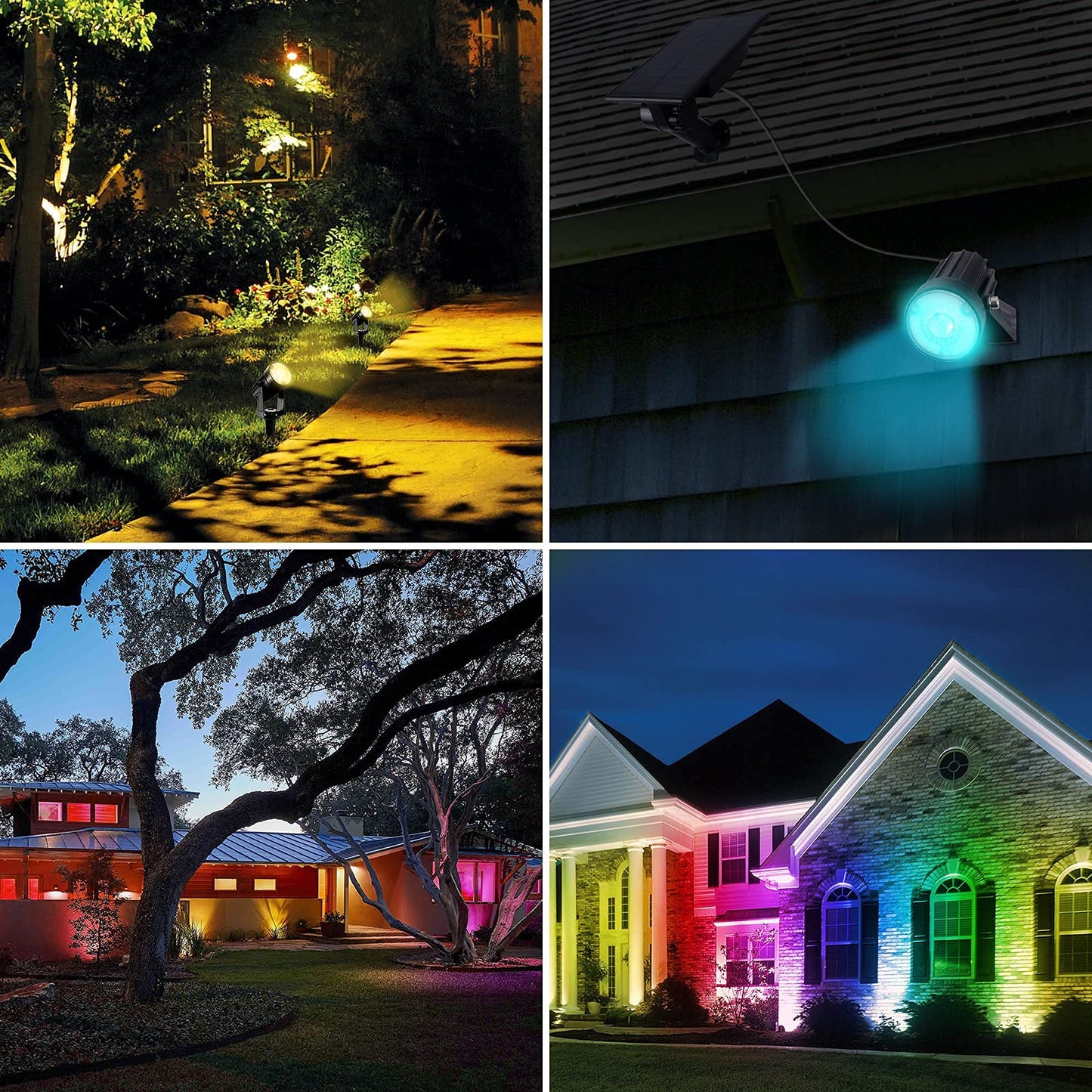 T-SUNUS Halloween Color Changing Solar Spot Lights Metal, RGB LED Landscape Spotlights IP65 Waterproof Spotlight 2-in-1 for Outdoor Uplighting Garden Pathway Christmas Trees Flag Pond Yard