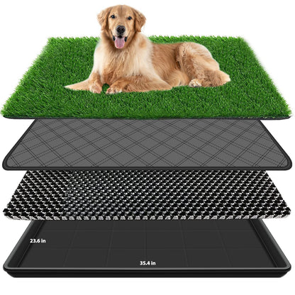 Embellbatt 60 * 90CM Dog Grass Pad with Tray, Dog Potty Grass for Puppy Training, Artificial Fake Grass for Dogs to Pee on Indoor Outdoor Dog Training Floor Protection Trays