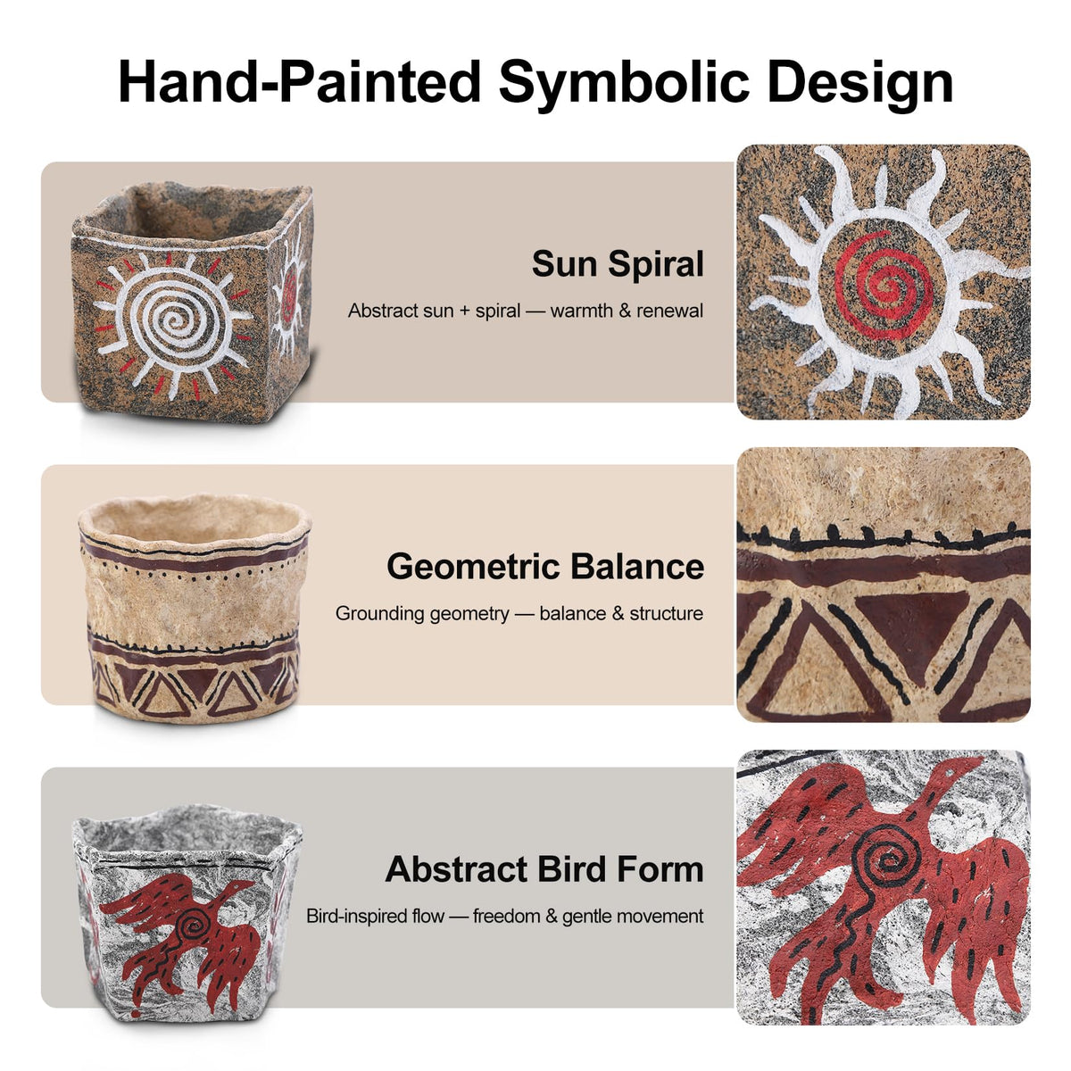 Geometric Balance Handmade Clay Empty Candle Holder – Hand-Painted Design, Refillable Candle Jars for Making Candles, Candle Tins Alternative (Geometric Balance)