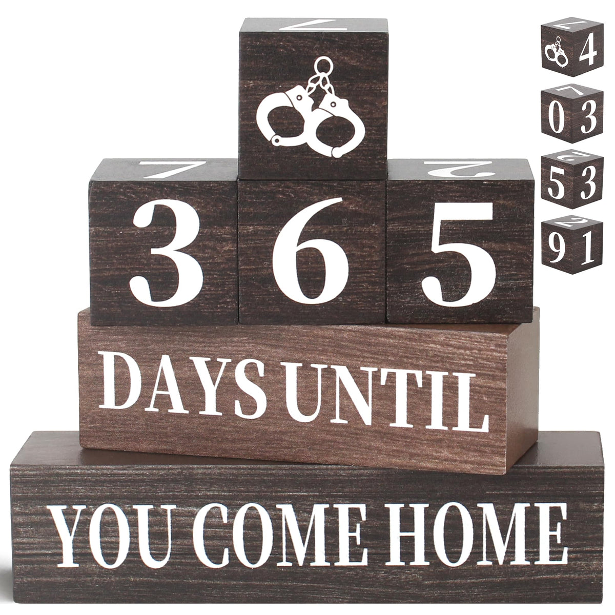 6 Pcs 365 Days Come Home Countdown Wooden Table Decor, Welcome Home Rustic Table Centerpiece Decorations for Home Office Shelf
