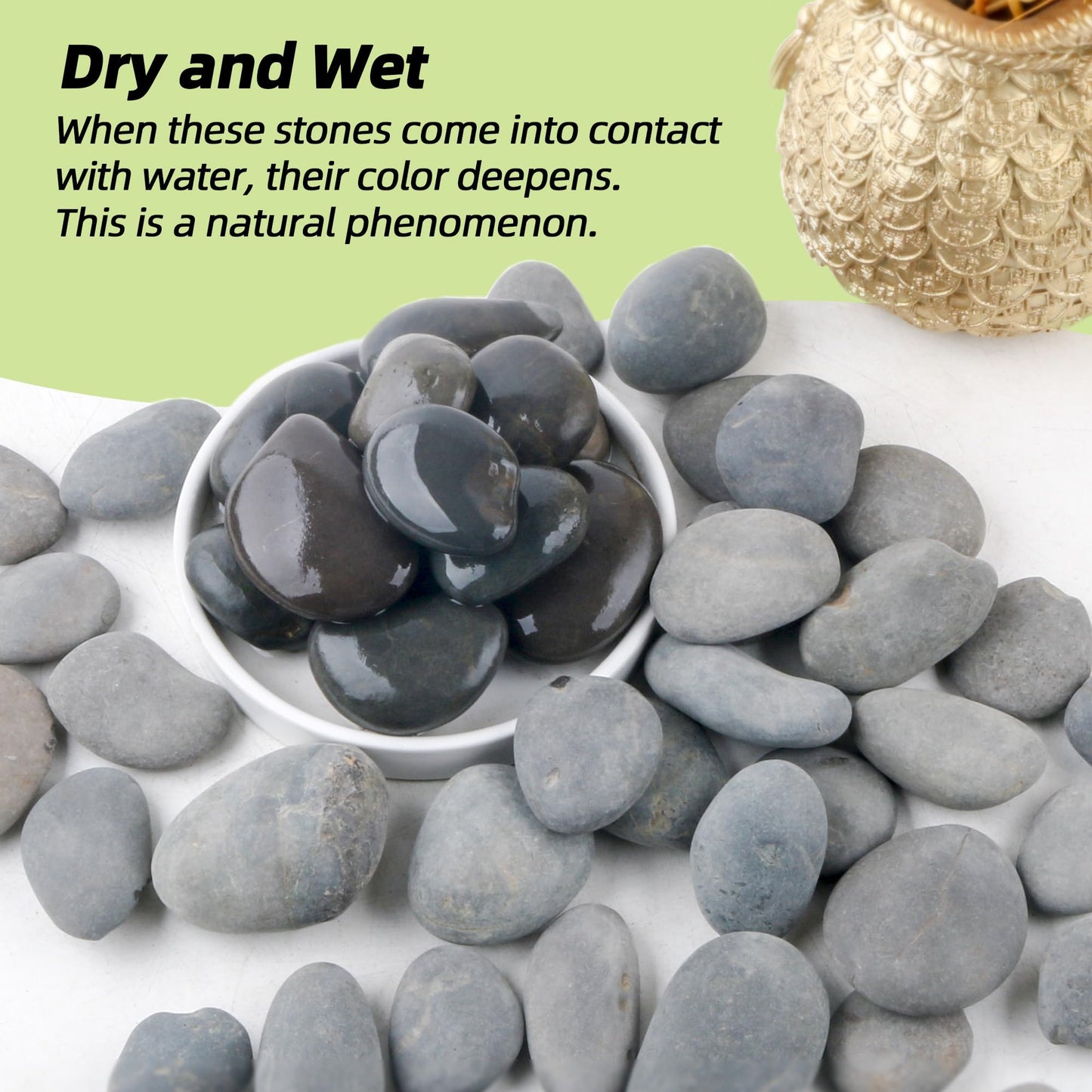 2.4LB River Rocks,Mexican Beach Pebbles for Plants,Potting,Garden Landscape Stone Paving Stone Grey 1Inch - 2Inch