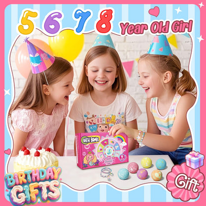 Unicorn Bath Bombs for Kids Girls with Bracelet Inside, sanyi Easter Basket Stuffers Bubble Bath Toys Birthday Gifts for 4 5 6 7 8 Year Old Girl Daughter Granddaughter