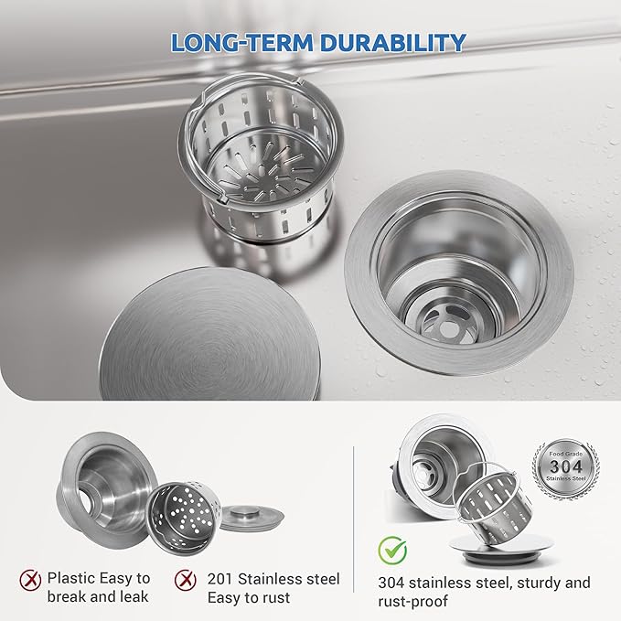 BOTEMY Stainless Steel Sink Drain Strainer 3-1/2 Inch Kitchen Sink Drain