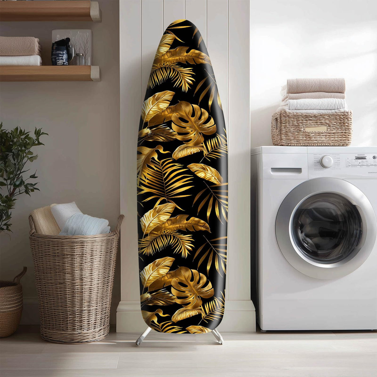 HOMETITUTE Modern Blue Gray Abstract Ironing Board Cover Stretch Fabric with Elasticity Velcro Fastening Patterned Pebble Ironing Board Cover 15x54 Inches Home Decor