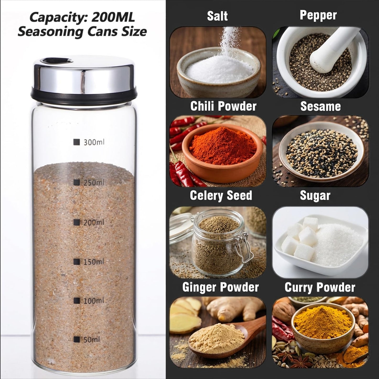 Ckhoid 6 Pcs Large Salt Pepper Shakers with Adjustable Outlet Holes, 10 oz Clear Glass Salt & Pepper Shakers Bottles Dispensers with Stainless Steel Removable Lids for Kitchen Restaurant BBQ Camping