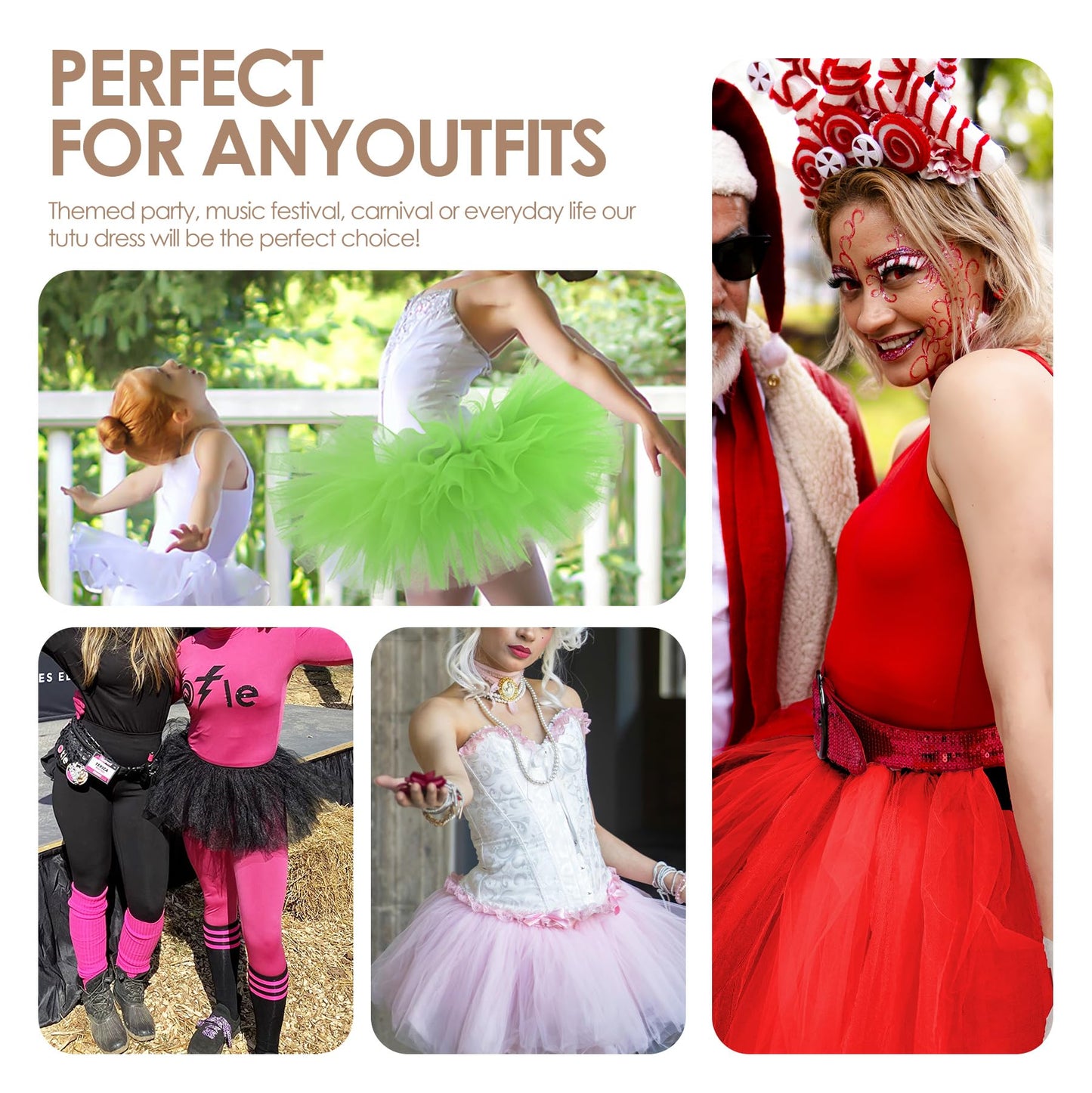 Women 5 Layers Tutu Fluffy Dance Ballet Bubble Skirt Puffy Elastic Tulle Short Skirts Halloween Christmas Costume Orange