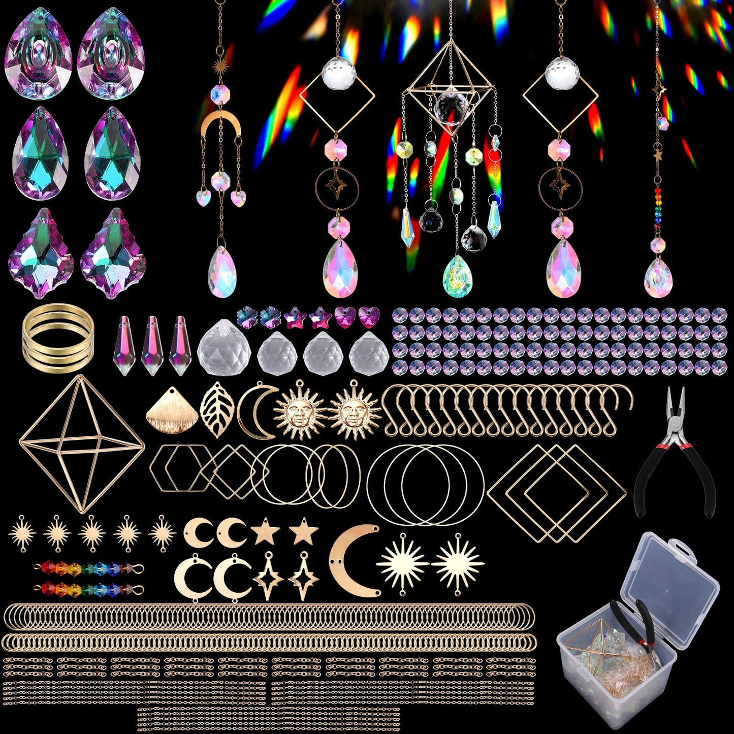 DIY Suncatcher Kits 400 Pcs Sun Catchers Making Kit Art and Crafts for Adults Prism Hanging Decorative Suncatcher with Crystals Rainbow Ball Maker for Window Garden Home Wedding Christmas Decor