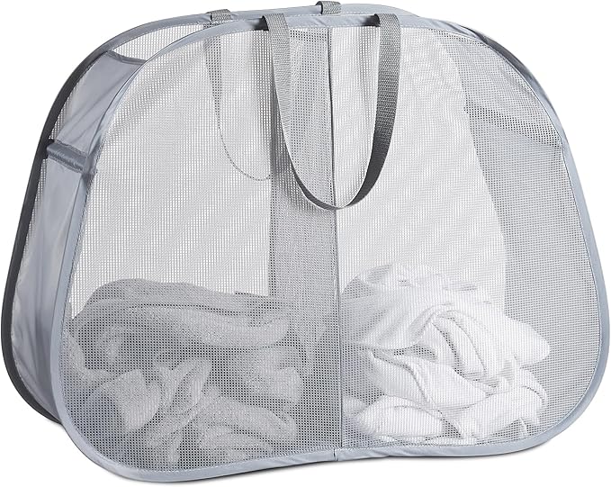 Seiritex Mesh Popup Laundry Hamper 2 Compartment, Collapsible Laundry Sorter