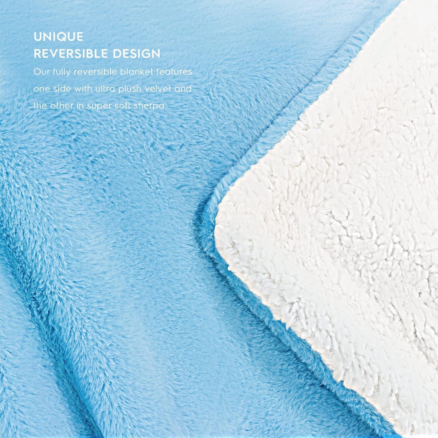 Tafts Throw Blankets - Faux Fur Blanket/Sherpa Blanket - Soft, Comfy and Fuzzy - Fluffy Fleece Blankets and Throws for Couch, Bed & Living Room - All Season - Blankets Throw Size - Sky Blue