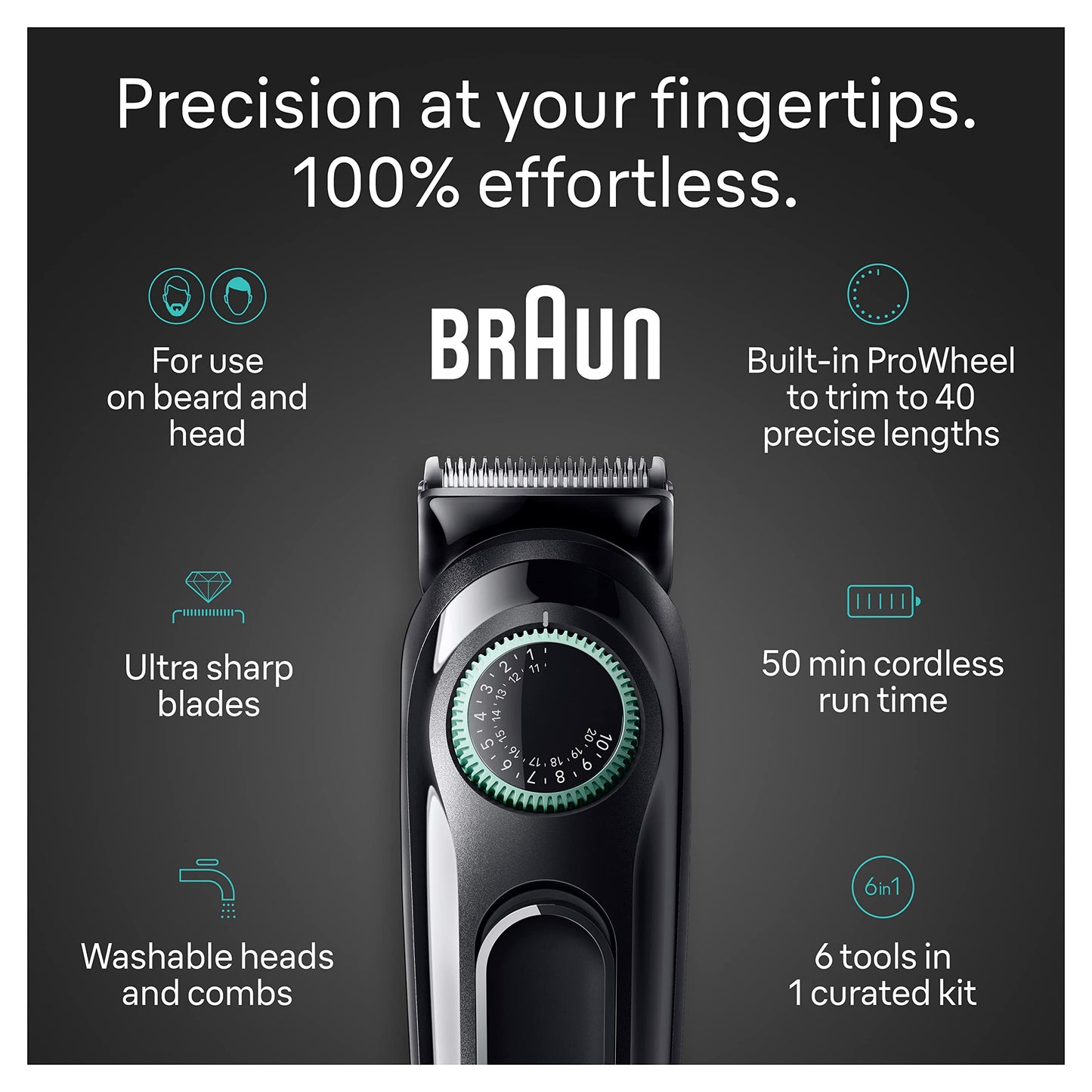 Braun All-In-One Style Kit Series 3 3430, 3-in-1 Trimmer for Men with Beard Trimmer, Ear & Nose Trimmer, Hair Clippers, Ultra-Sharp Blade, 20 Length Settings, Washable