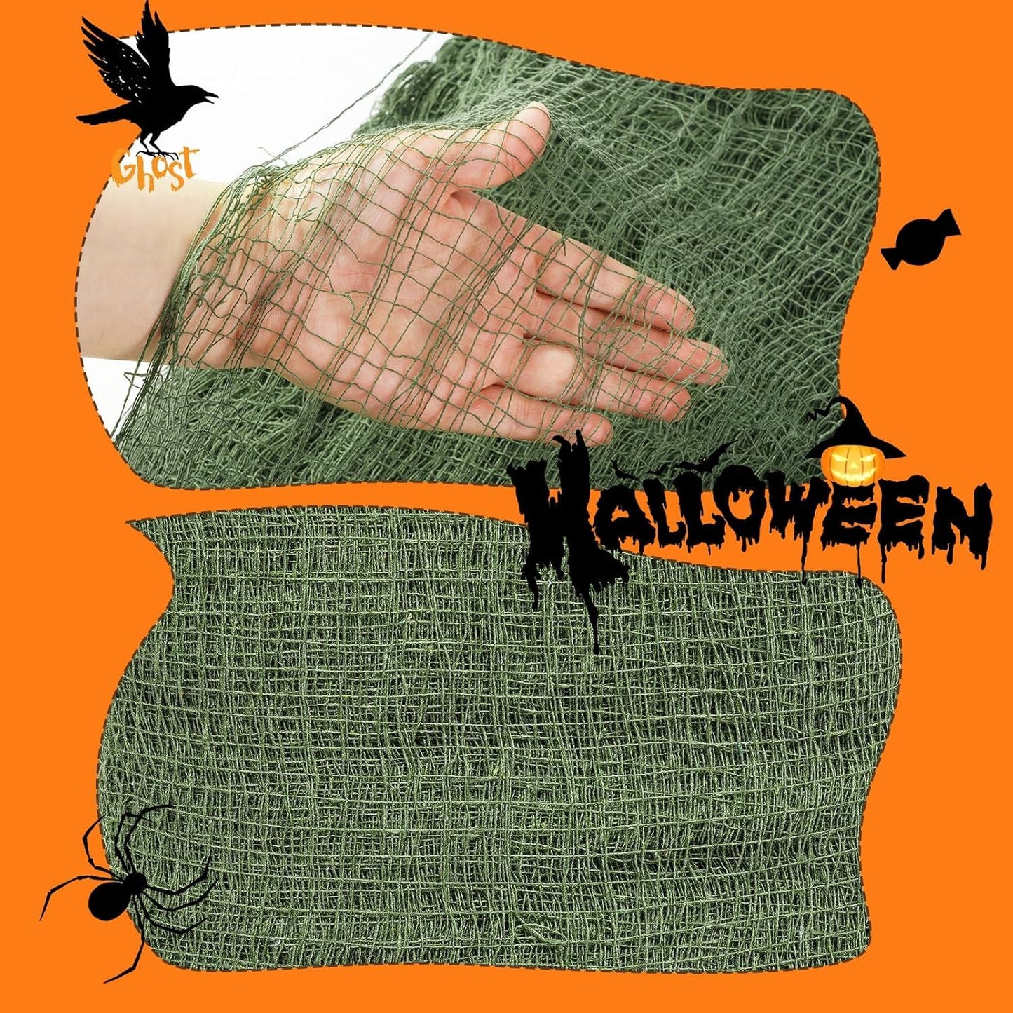 Halloween Green Creepy Cloth 79 X 197 Inch Green Spooky Scary Gauze Spooky Fabric Cloth for Haunted House Halloween Party Doorways Outdoors Decoration