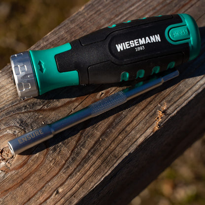 Ratchet Screwdriver with 12 TX, PH, SL and Hexagon bits 3-20mm in Handle by WIESEMANN 1893 I Screwdriver with Ratchet and Magnetic bit Holder I from The Ensure Series I 81307