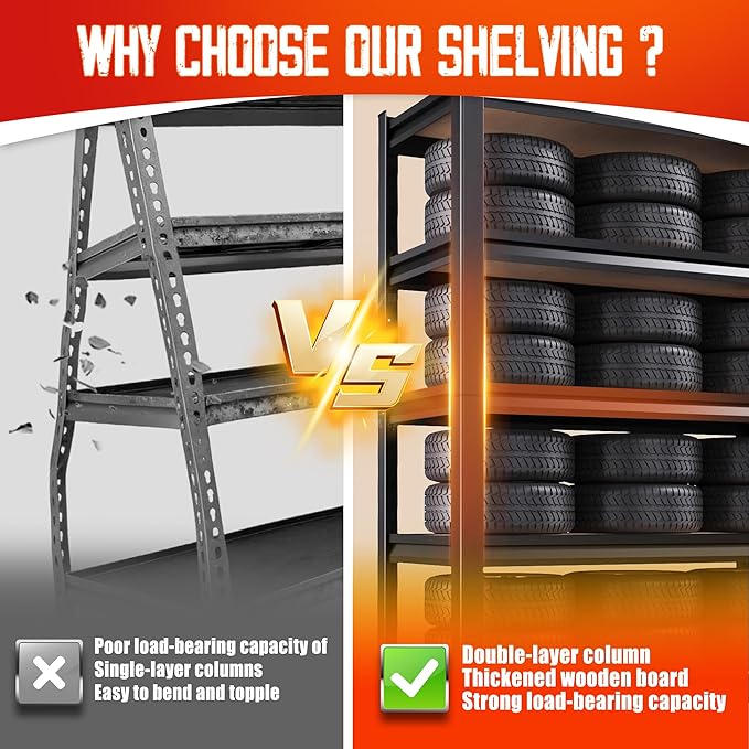 Set of 2 71"H Garage Shelving-5 Tier Garage Storage Shelves,Adjustable Heavy Duty Metal Shelving Unit and Storage Large Rack,Utility Steel Shelf For Warehouse Industrial Pantry Basement 71"x32"x14"