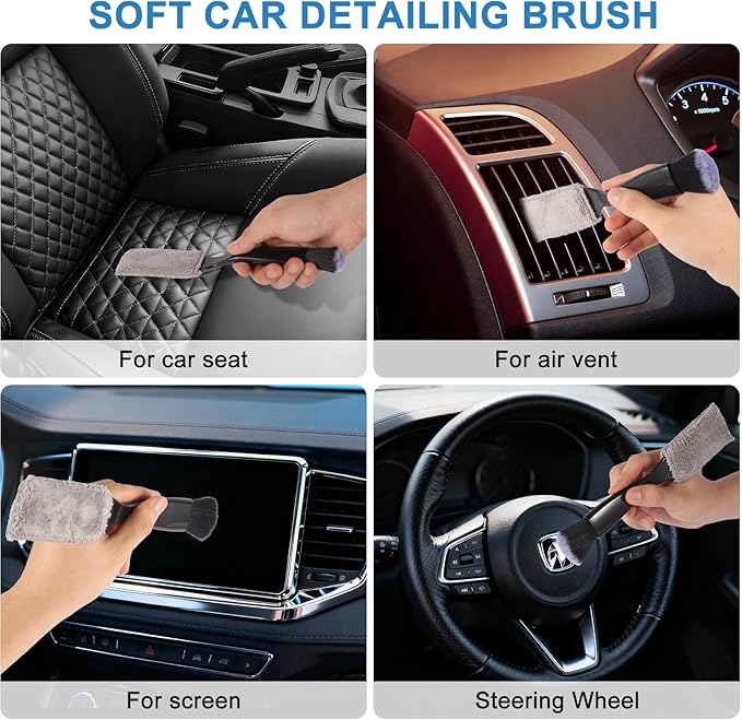 Car Detailing Brush Kit with Detail Brushes, Car Interior Detailing Brushe