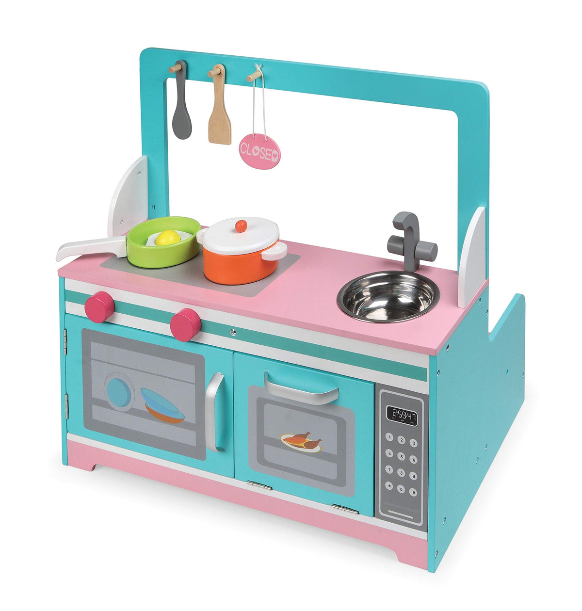 Badger Basket Double-Sided Retro Diner and Kitchen Doll Playset with Realistic Accessories for 18 to 20-Inch Dolls