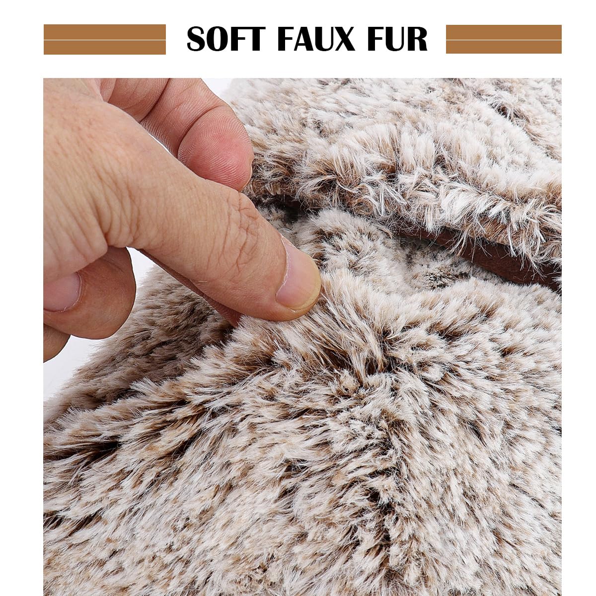 GMOEGEFT Christmas Stocking 20 Inches Brown Plush Faux Fur Xmas Tree Holiday Decorations