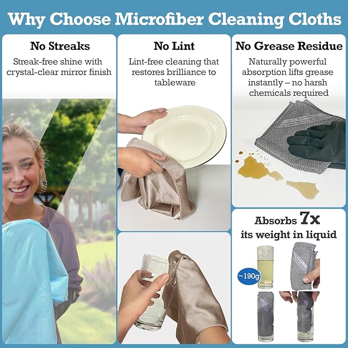 Lint-Free Streak-Free Glass Cleaning Cloth 3-Pack